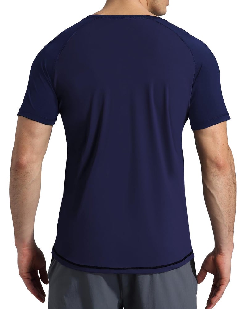 VAYAGER Men's Swim Shirts Rash Guard UPF 50+ T Shirts Quick Dry Loose Fit Water Surfing Shirt(Navy-XL) - Image 3